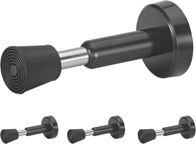 4-pack Hydraulische Roestvrijstalen Deurstoppers met Rubberen Punt - 10,5 cm Hoog - Zwart
