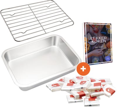 YUGN Braadslede met Rooster RVS 40x30 CM Inclusief 20 Braadzakken