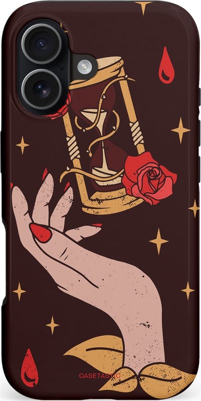 Casetastic hoesje geschikt voor Apple iPhone 17 - MagSafe - Dubbellaagse bescherming - Magische Hand Roos - Fashion Case - Zwart Perzik