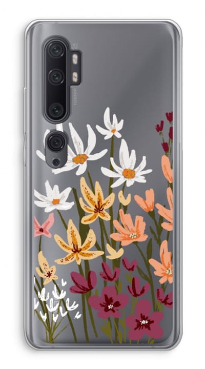 Case Company® - Hoesje geschikt voor Xiaomi Mi Note 10 hoesje - Painted wildflowers - Soft Cover Telefoonhoesje - Bescherming aan alle Kanten en Schermrand
