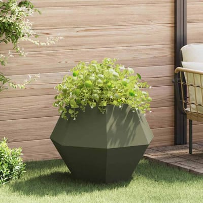 vidaXL Plantenbak Olijfgroen 75 x 75 x 60 cm Staal