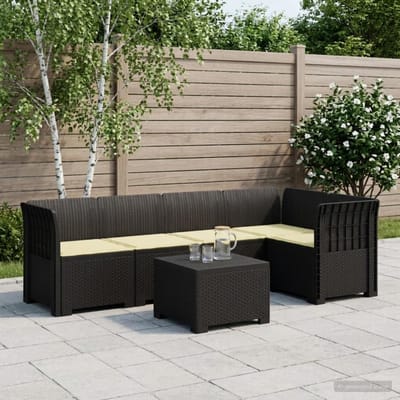 vidaXL - 5-Zits - Tuinbank - met - Kussens - Rattanlook - PP - Antraciet