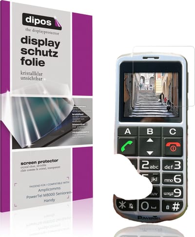 dipos – 4x Beschermfolie geschikt voor Amplicomms PowerTel M8000 Senioren-Handy | Krasbestendige & heldere Screenprotector Ultra-Thin