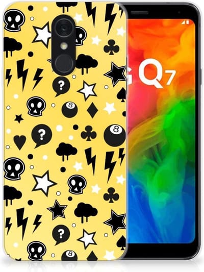 Silicone Back Case LG Q7 Punk Geel