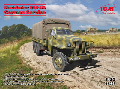 ICM Modelbouwpakket Militaire voertuigen - 35493 Studebaker US6-U3 in Duitse dienst - Militaire Truck Plastic - 1:35 - Modelbouw
