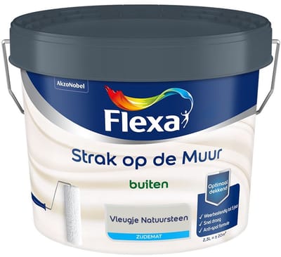 Flexa - Strak Op De Muur Buiten Zijdemat - Vleugje Natuursteen - Mengverf - 2,5 L