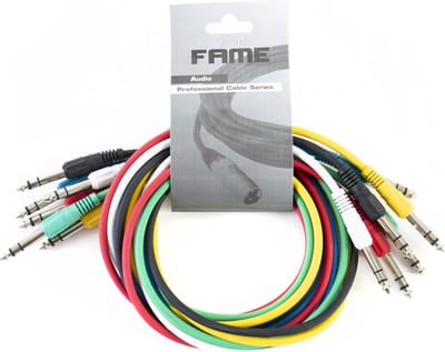 MUSIC STORE Patchkabel,1 m, stereo,recht 6er-pakket, kleuren - Stereo patch kabel