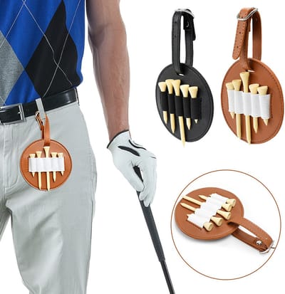 Oneay Set van 2 golfpeg-etuis, enkelzijdig ontwerp, compact en draagbaar, leren heupband voor buitengebruik, opbergtas voor golfpegs