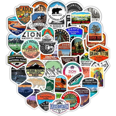10 30 50Stuks pak Nationaal Park Stickers Waterdicht Skateboard Motorfiets Gitaar Bagage Laptop Fiets Sticker Kinder Speelgoed black