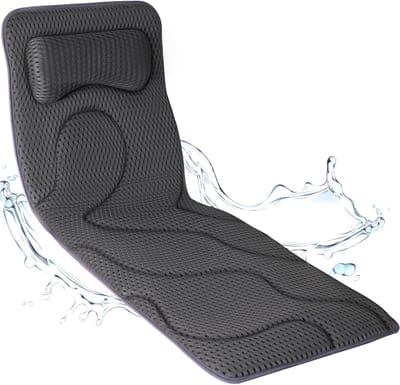 Poemland Volledig lichaamskussen voor bad - luxe badkussen voor volledige rug, hoofd- en neksteun, sneldrogend badkussen, 168 zuignappen, badaccessoires voor cadeau