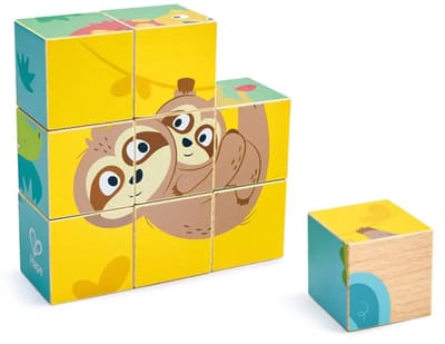 Hape houten dieren puzzel blokken - educatief speelgoed dierenrijk.