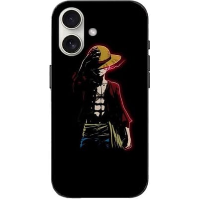 Hoesje - One Piece - Iphone 16 - Anime Luffy - Zwart - Flexibel zwart