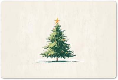 Placemats 45x30 cm - Placemat kunststof - 1 stuk - Kerstboom - Illustratie - Ster - Sneeuw - Borden onderleggers - Decoratie voor op tafel - Keuken tafeldecoratie accessoires - Vinyl onderlegger - Tafelversiering