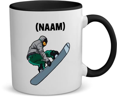 Akyol - snowboard met eigen naam koffiemok - theemok - zwart - Snowboarden - snowboarders - wintersport - 350 ML inhoud
