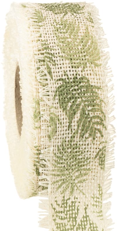 Decoratief lint junglebladeren katoenen lint groen 30mm 15m