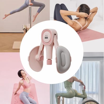 Bekkenbodemtrainer - Dijbeen trainer - Spierversterking - Intelligent display - 25 x 16 x 12 cm - Roze