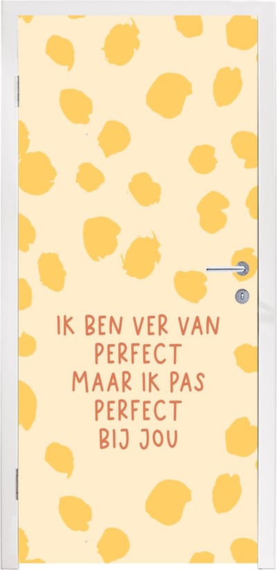 Deursticker Koppel - Quotes - Spreuken - Relatie - Ik pas perfect bij jou - 95x235 cm - Deurposter