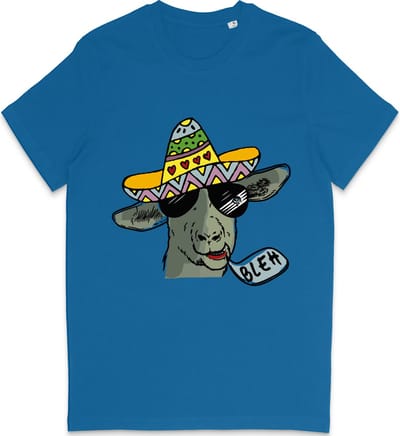 Grappig T Shirt Heren - T Shirt Dames - Cartoon Geit - Blauw - XS