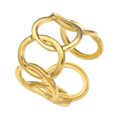 Aramat Jewels | Ringen | Brede One Size Ring RVS met Ovale Schakels (13 mm) | Goudkleur | |13mm | Staal | Volwassenen | Verkleurd niet