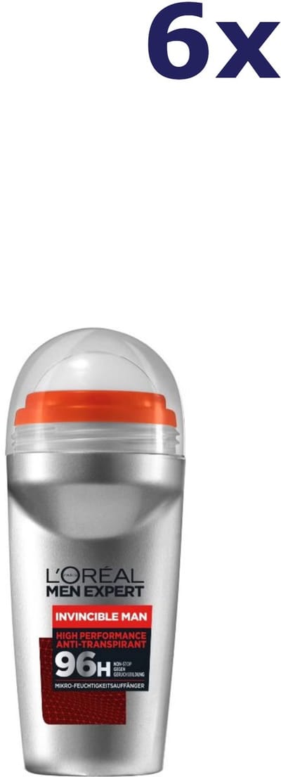 6x L'Oreal Men Expert Invincible Man Deodorant Roller 50 ml