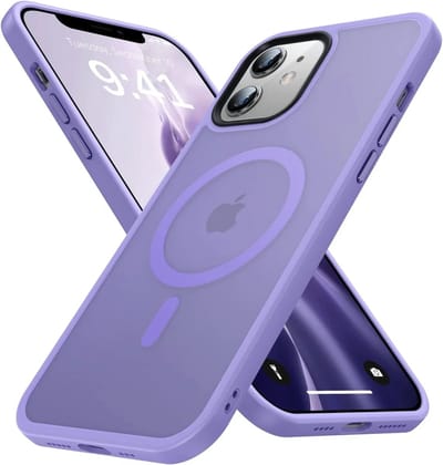 Hoesje Geschikt voor Apple iPhone 12 / 12 Pro - Compatibel met MagSafe - Matte Beschermhoes - Back Cover met Magneet - Geschikt voor Draadloos Opladen met Magnetische Ring - Lila