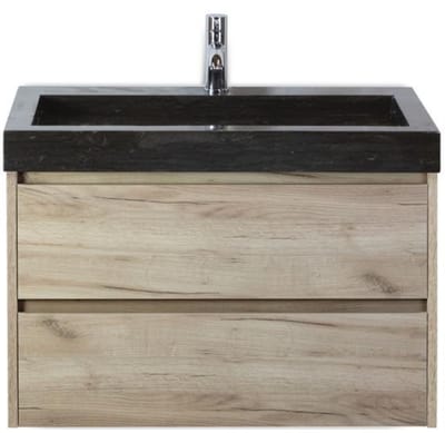 Dante Badmeubelset 80 cm - Craft Oak - Wastafel Hardsteen Wit Lucca