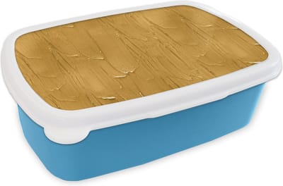 Broodtrommel Blauw - Lunchbox - Brooddoos - Verf - Patronen - Oker - 18x12x6 cm - Kinderen - Jongen