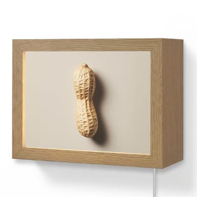 Wandlamp 20x15 cm - Oplaadbaar - Pinda - Ruw - Beige - Wandlampen binnen woonkamer - Slaapkamer lamp met kabel - Decoratieve nachtlamp - Vloerlamp snoer