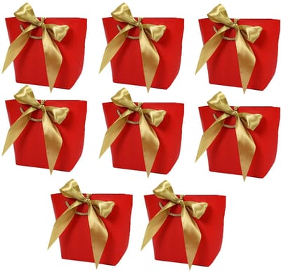 Dailygoods- Feestzakken 8 Stuks - Papieren Giftzakken - Herbruikbaar - Handvatten - Hoogwaardige Materialen - 210x160x70 mm - Geschenkzakken