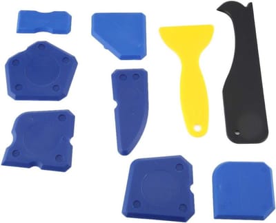 Kit Gereedschap Set - Afwerking Reiniging - Voegen en Schrapen - 9 Delige Set - Mini Formaat - Grijs