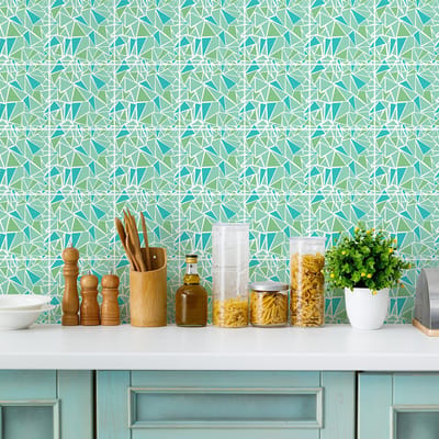 Muurstickers - Zelfklevende tegelmuurstickers voor keuken en badkamer - 9 lila terrazzo tegelstickers - 9 stickers 10x10cm