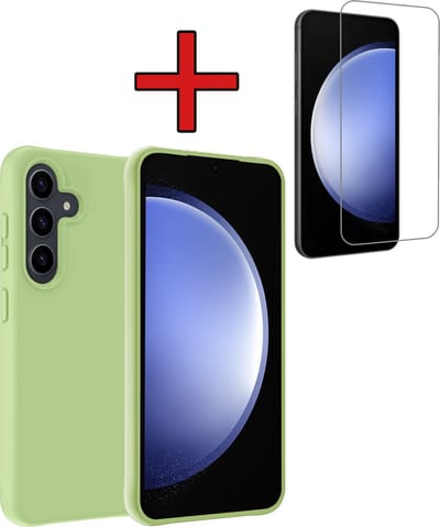 Hoesje - Met Screenprotector - Geschikt voor Samsung Galaxy S23 FE - Sterk & Shockproof - Telefoon Hoes - Back Cover - Siliconen Case - Telefoonhoes - Groen