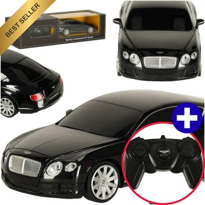 Rastar - Bentley Continental GT 1:24 Zwart RC Auto – Bestuurbare Auto - Luxe Radiografisch Bestuurbare Sportauto – Realistische Details en Glanzende Afwerking – Perfect Cadeau voor Autoverzamelaars en RC Fans – Met Ebook