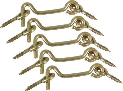AMIG windhaak / windhaken - 5x - staal - goudkleur - L5 cm - D3.5 mm - met schroefoog