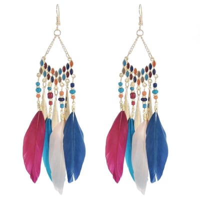 Fako Bijoux® - Oorbellen - Bohemian - Veren - Retro - Multicolor