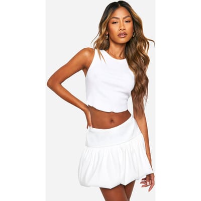 boohoo Dames Bengaline Bubbel Puffbal Minirok | Wit | Maat: 40