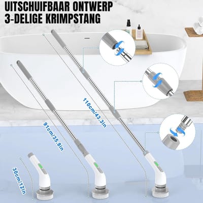 RUX® Elektrische Dweil - Dweil - Grijs - ‎45cm x 17cm x 8cm