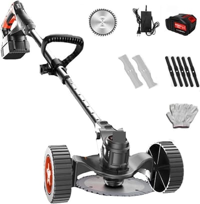 Elektrische Grastrimmer - Draadloze Grasmaaier - Gazon Onderhoud - Verstelbare Maaikop - 30cm Uitschuifbaar - Zwart