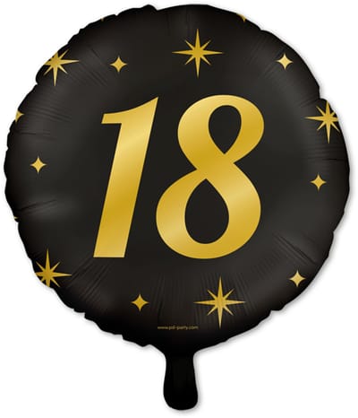 Q2P - 18 Jaar Ballon - Verjaardag Versiering - Zwart & Goud - Folie Ballon - Feest Decoratie - Helium Geschikt