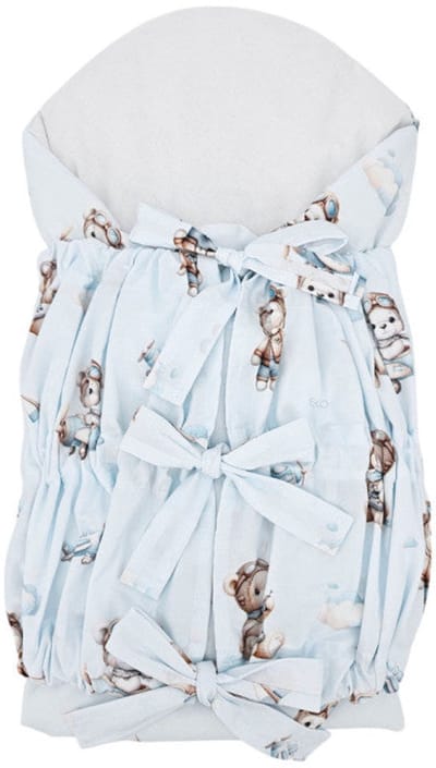 Printed Cotton Swaddle Blanket Pilot Bear