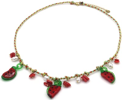 RVS Ketting met bedels - Watermeloen – 40-45cm – Tijdloos Cadeau voor Dames