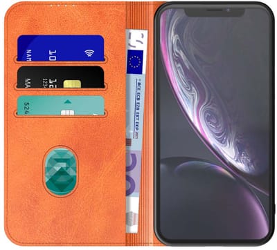 Geschikt voor iPhone Xr Telefoonhoesje Bruin Kunstleer Met Magnetische Sluiting - Portemonnee BookCase Met Pasjeshouder - ProtX