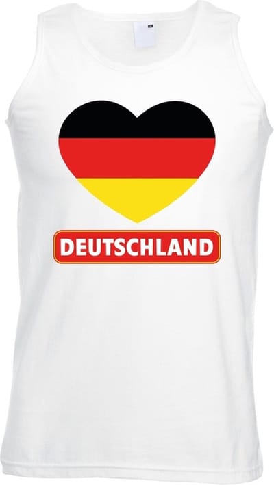 Duitsland singlet shirt/ tanktop met Duitse vlag in hart wit heren S