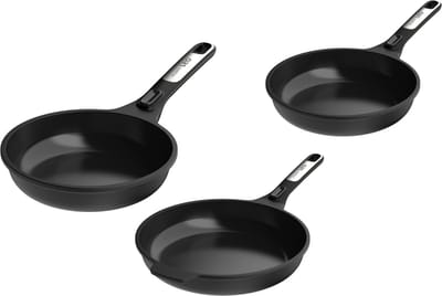 Phantom Braadpannenset – Braadpan Ø 20 cm – Braadpan Ø 24 cm – Braadpan Ø 28 cm – Afneembare Steel – Keramische Antiaanbaklaag – PFAS-vrij – Alle Kookplaten, Inclusief Inductie - - PFAS-vrij