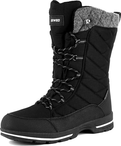 Winter Sneeuwlaars Dames - Waterdichte Sneeuwlaarzen - Winter Fleece Gevoerd Warme Winterlaarzen - Snowboots Antislip Outdoor - Zwart - Maat 42