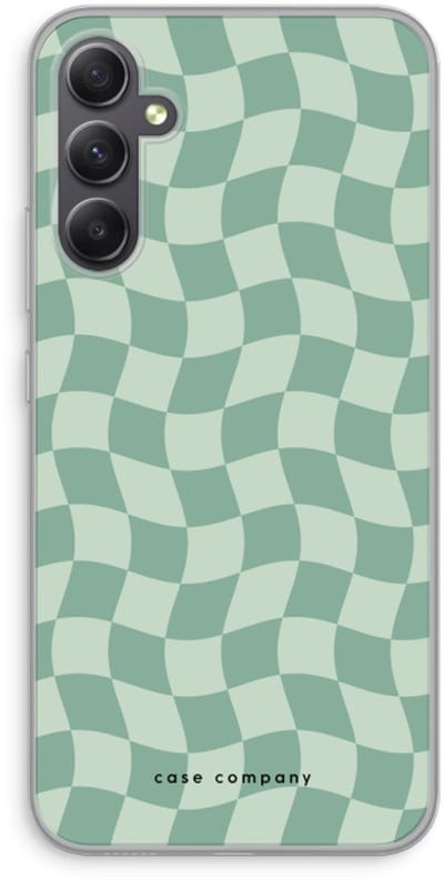 Case Company® - Hoesje geschikt voor Samsung Galaxy A34 hoesje - Grid Groen - Soft Cover Telefoonhoesje - Bescherming aan alle Kanten en Schermrand