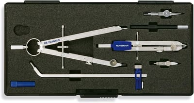 Tekencirkel Instrument - Meetinstrument - Technisch Tekenen - Middenwiel Verstelling - Tot 265mm - Zilver