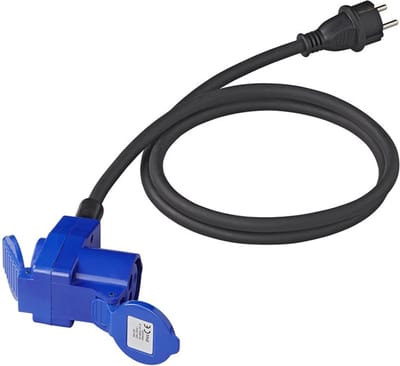 ProPlus Verloopkabel - 150 cm - Schuko naar haakse CEE - spatwaterdicht - IP44