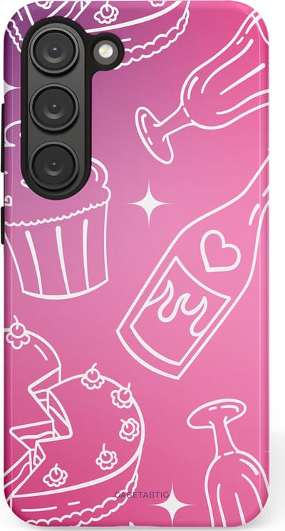 Casetastic Hoesje Geschikt voor Samsung S23 - Stijlvolle Beschermende Duo-layer Case - Roze Gebakfeest