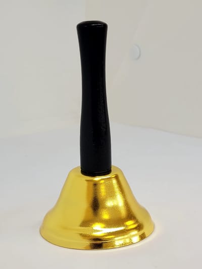 Jumada's - 2x Tafelbel - Goud - Handbel - Schoolbel - Houten Handvat